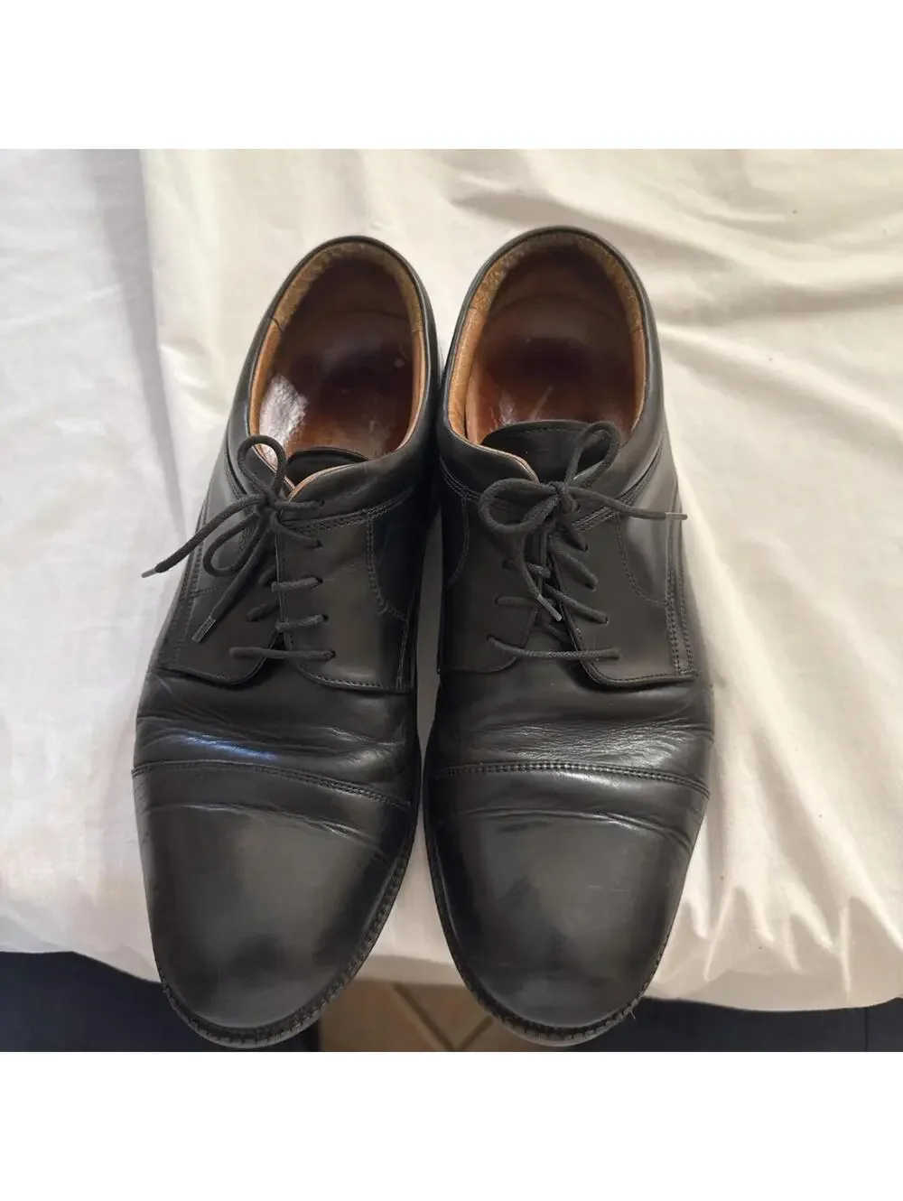 Johnston & Murphy Men’s Black Leather Cap Toe Oxford Dress Shoes – Made in Italy
